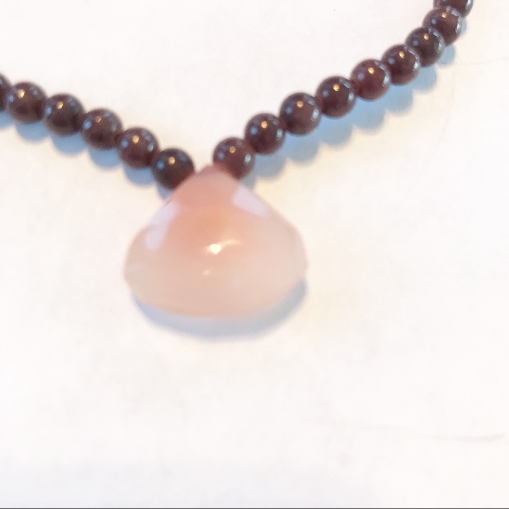 Dainty Beaded Pink Crystal Necklace